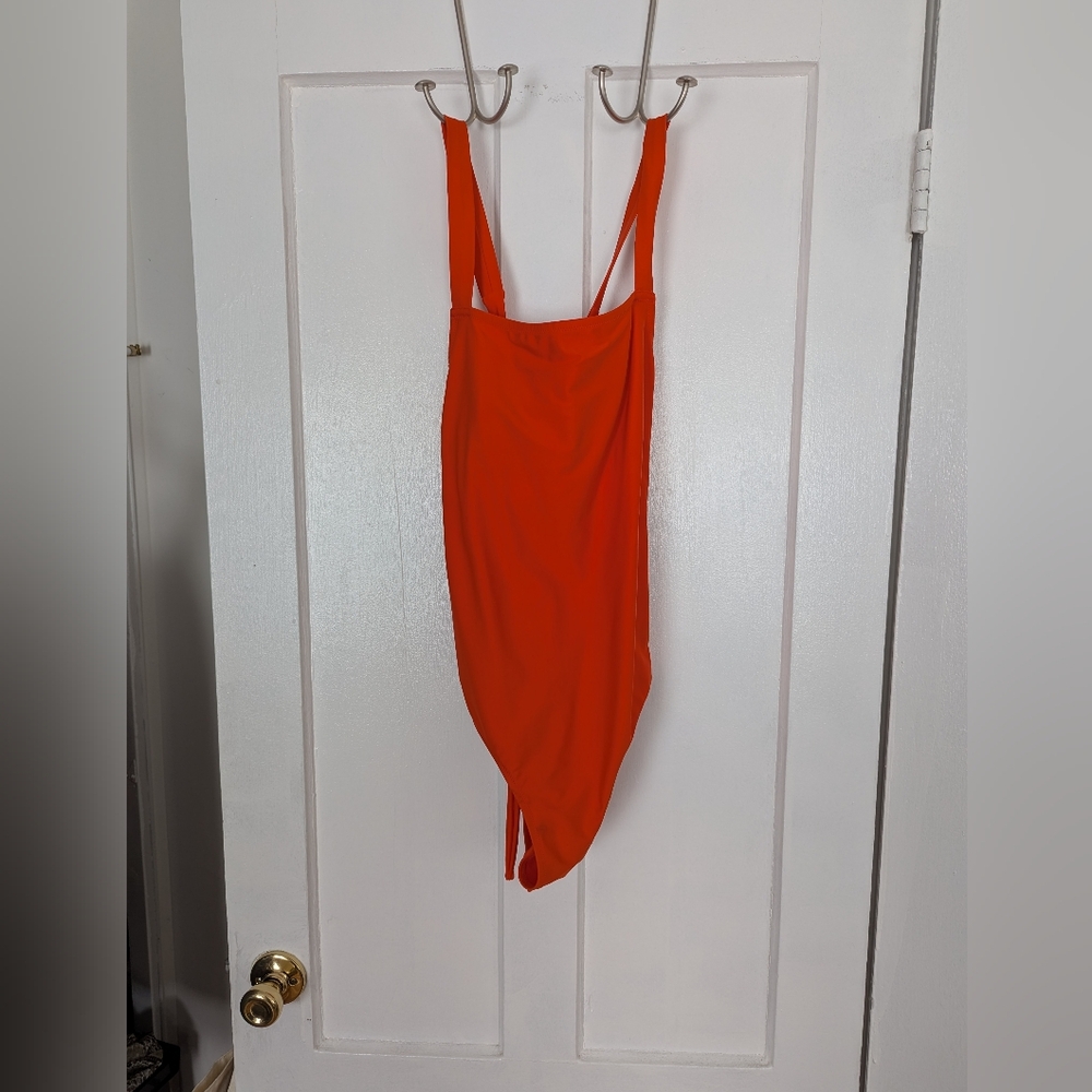 Old Navy swimsuit blood orange cross back tie L